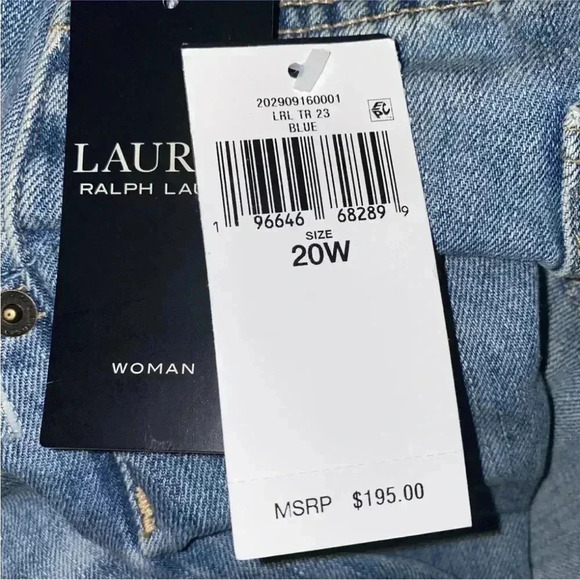 NWT $195 Lauren Ralph Lauren Women Plus Size Patchwork Relaxed Tapered Jeans 20W - Picture 8 of 10